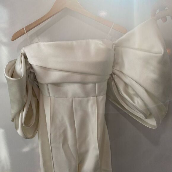 Solace London Womens Polyester Kasey Off The Shoulder Jumpsuit Cream Size 4 - Picture 12 of 16